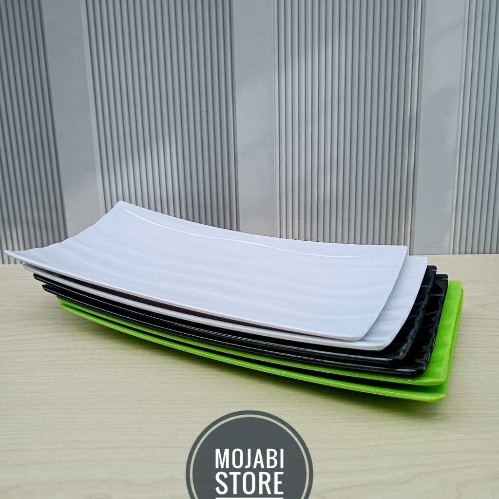 6 PCS PIRING SUSHI MELAMIN ULIR PERSEGI LEBAR 26 CM MODEL PERSEGI PANJANG TEBAL DAN KOKOH