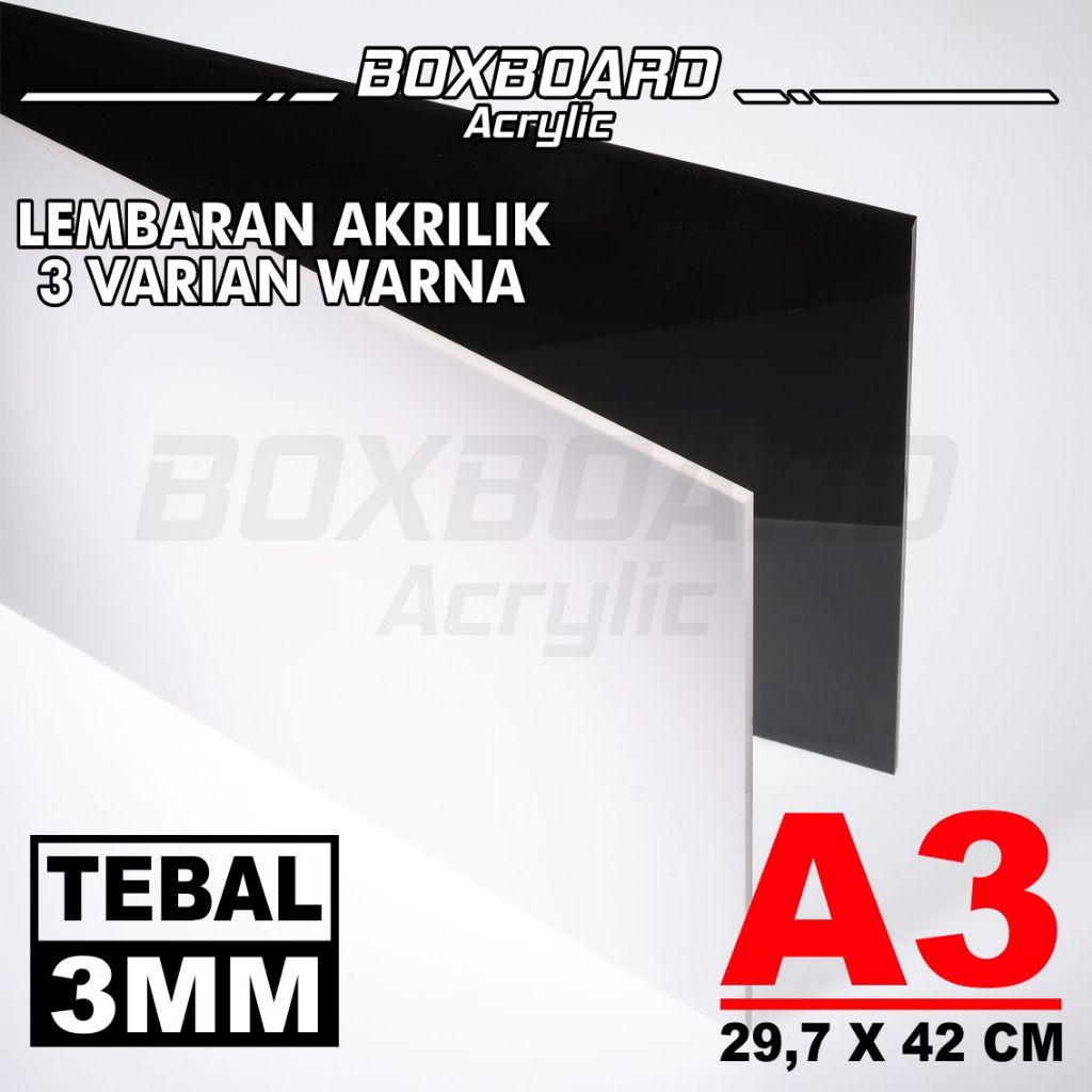 Akrilik Warna / Ukuran A3 / Akrilik Lembaran / Ketebalan 3MM / Acrylic Sheet A3 3MM / Akrilik Bening