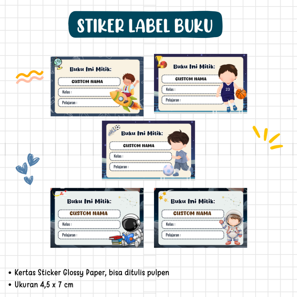 

Stiker Label Buku Mata Pelajaran Isi 32 Pcs Boys Series