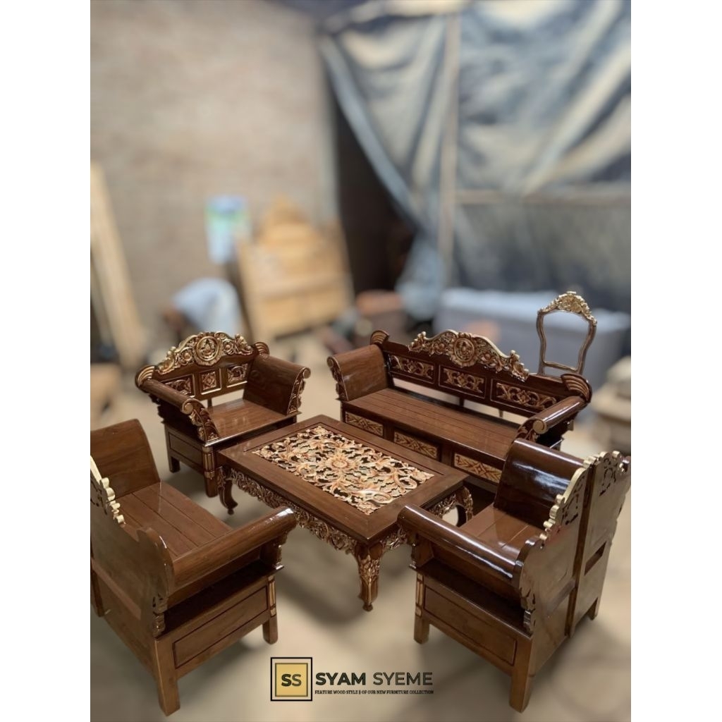 sofa tamu kayu jati ukiran formasi 3211+meja Kursi Tamu Kayu Jati Minimalis, Kursi Tamu Minimalis Ka