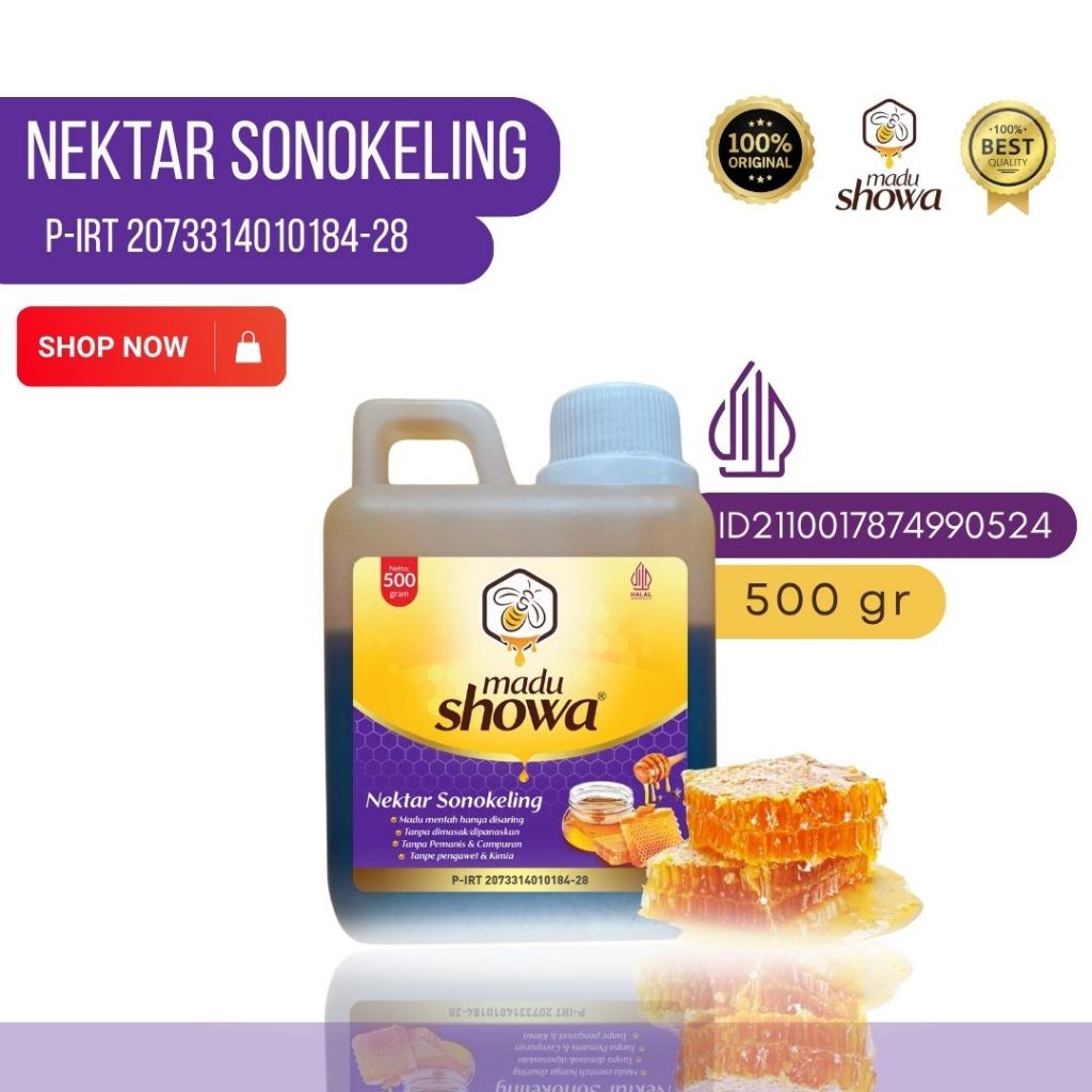 

Madu Showa - Madu Murni Nektar Sonokeling 0.5 Kg - Asli 100 % Dinkes dan Halal