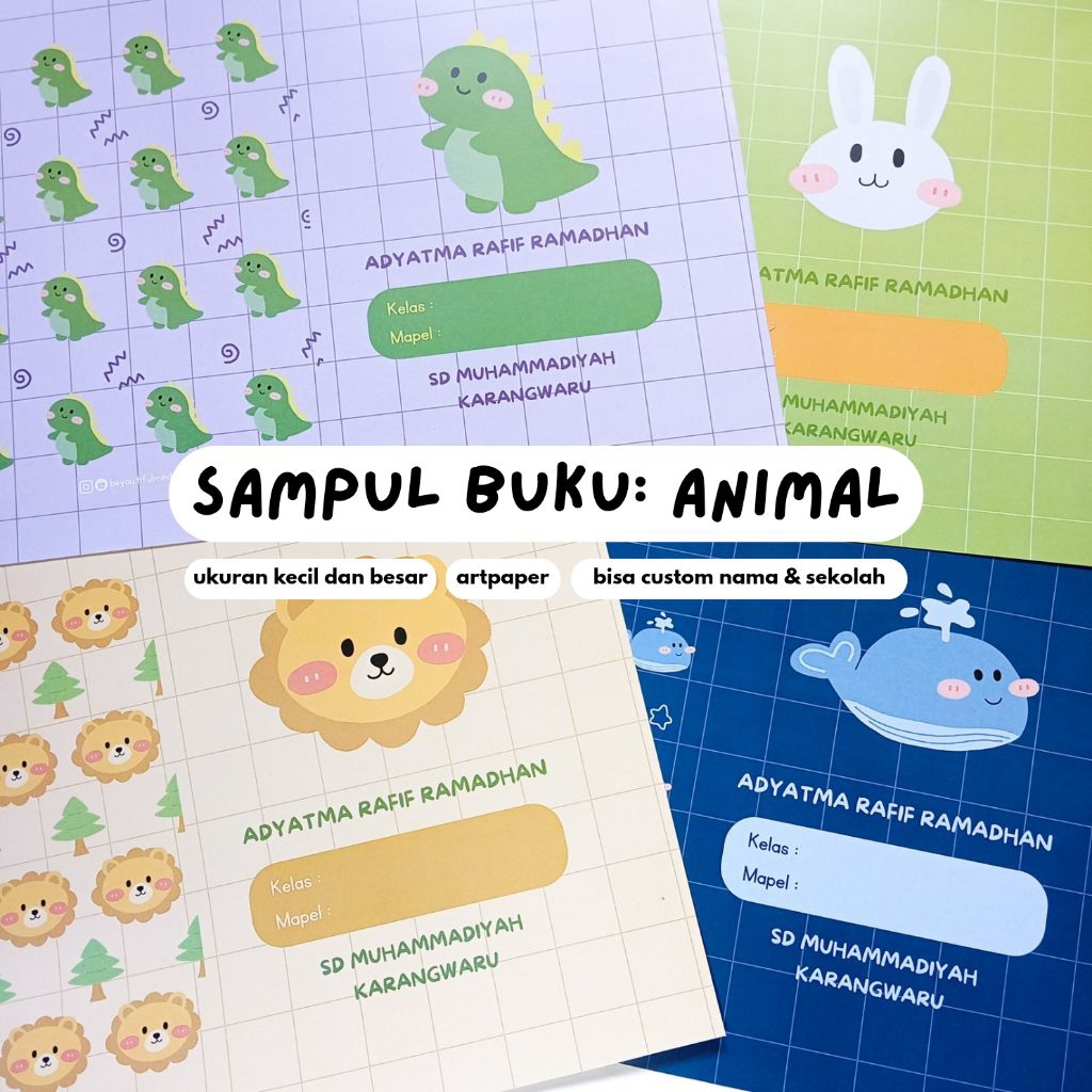 

(Min. 5 pcs Bisa Mix) Sampul Buku Tulis Bisa Custom Nama dan Sekolah Sidu Bigboss - ANIMAL