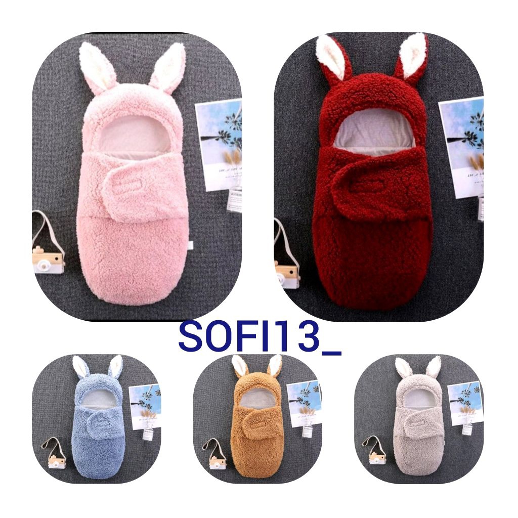selimut bedong bayi lucu/selimut bedong bayi praktis/selimut bayi karakter kelinci