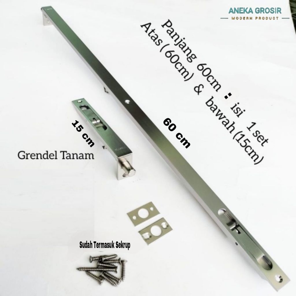 Slot / GRENDEL TANAM 60cm (24 inc)/ 1 Set Slot Tanam Pintu Rumah Kupu Tarung Grendel Tanam Pintu Rum