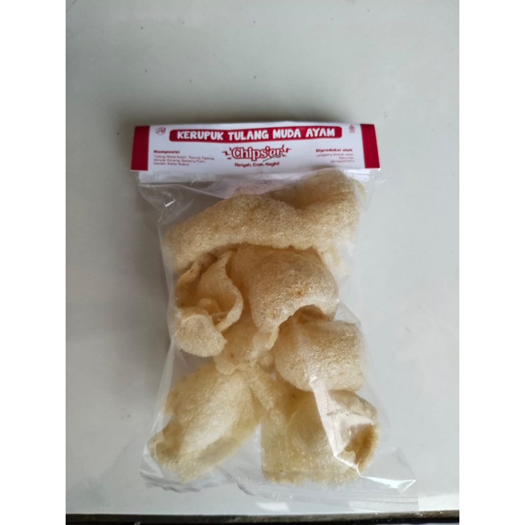 

krupuk tulang ayam muda, renyah, gurih dan nagih 10g