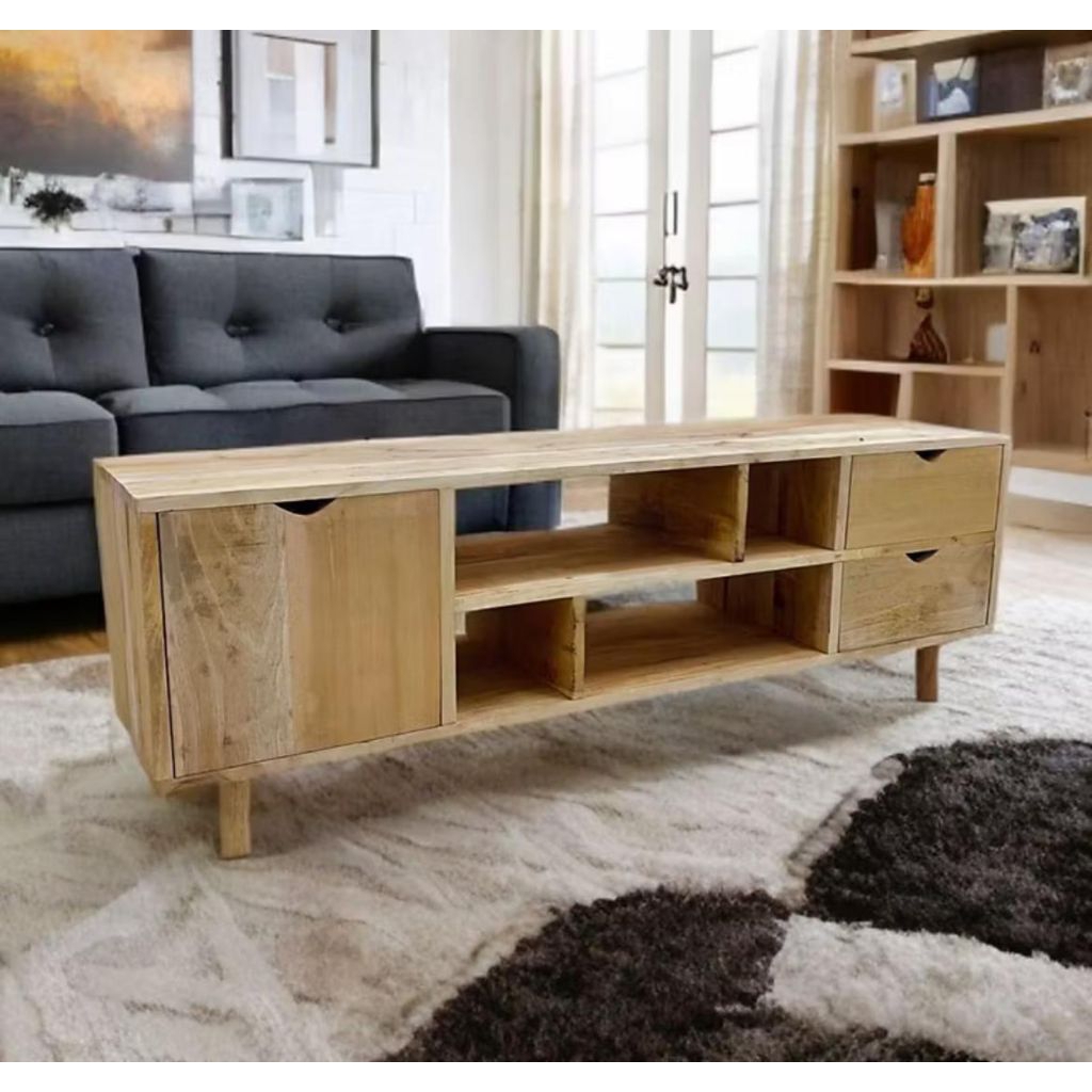 [Best seller] Meja tv kayu mahoni 120cm termurah