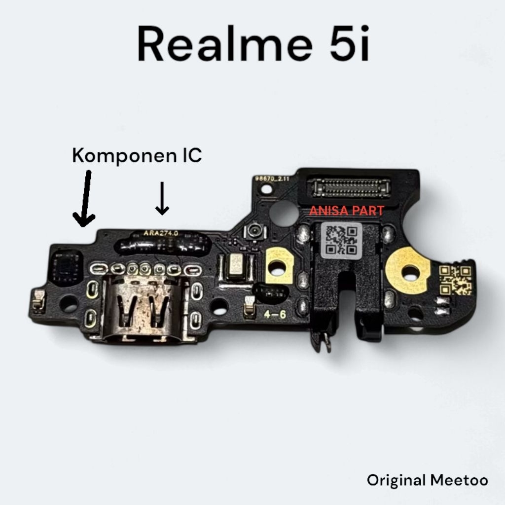 Connector Charger Realme 5i Original Meetoo Full Komponen Ic Papan Board Charger Mic Realme 5i