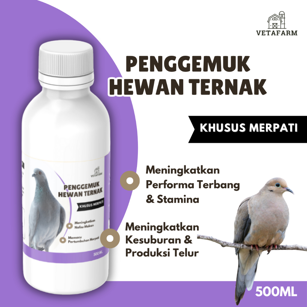 VETAFARM Vitamin Merpati Untuk Meningkatkan Reproduksi/Birahi Merpati 500ML