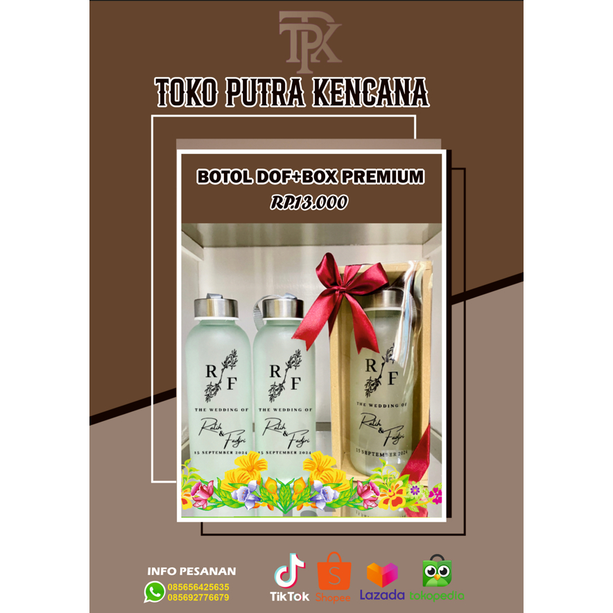 SOUVENIR BOTOL DOF+BOX PREMIUM CUSTOM BOTOL MINUM