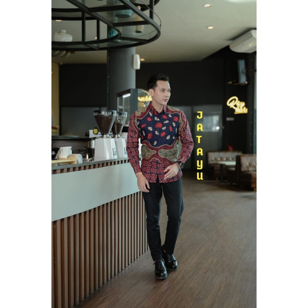 motif jatayu batik kemeja pria lengan panjang