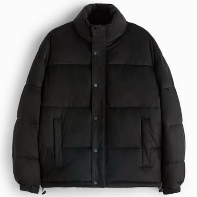 Zara Black Faux Suede Puffer Jacket