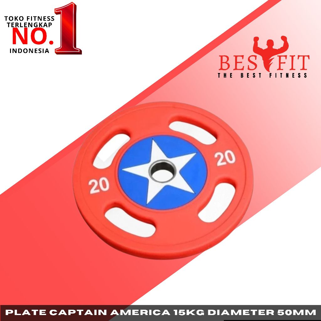 Alat Olahraga Fitness Gym Captain America Weight Rubber Plate Olympic Bumper 20 Kg