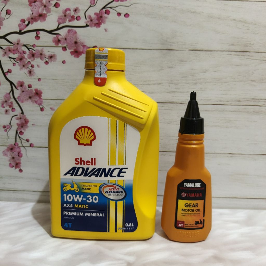 OLI MESIN SHELL ADVANCE MATIC AX5 0,8 DAN YAMALUBE GEAR 100ML PELUMAS MESIN MIO M3 MIO J MIO S FINO