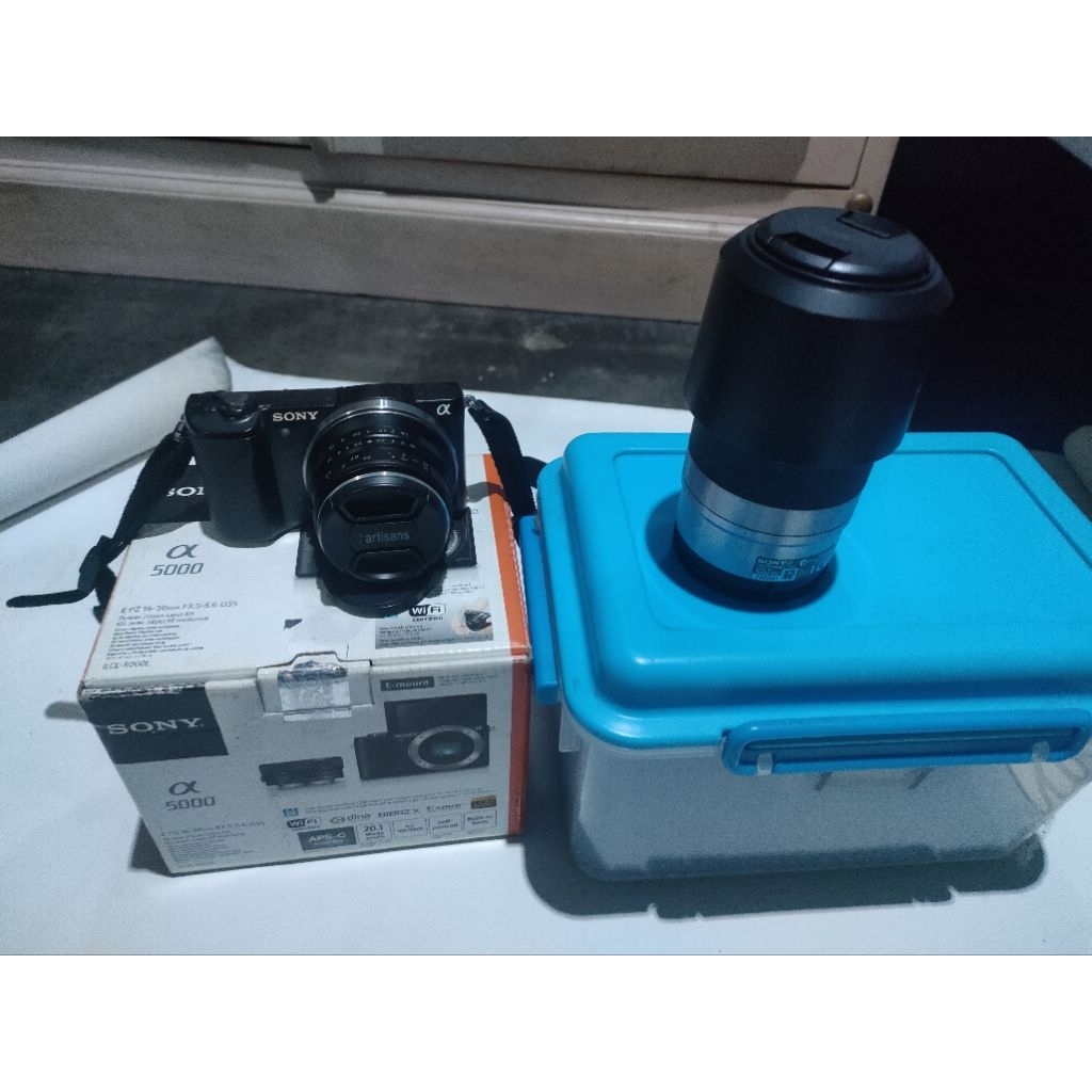 mirrorles Sony a 5000 murah+lensa fix 7artisan+lensa tele sony 4.5-6.3/55-210