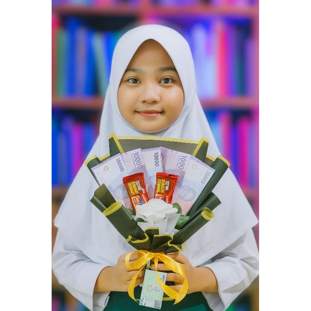 Buket uang 5 lembar/buket Snack/buket costum/ Bouquet uang/buket hadiah/money bucket/ jasa buket, bi