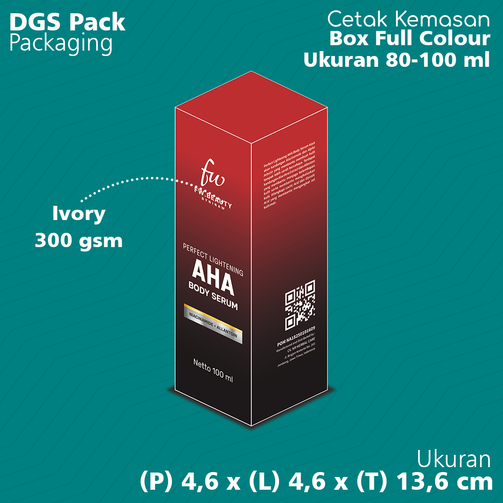 

Box Custom Full Colour/Logo sendiri Ukuran P x L x T = 4,6 x 4,6 x 13,6 cm