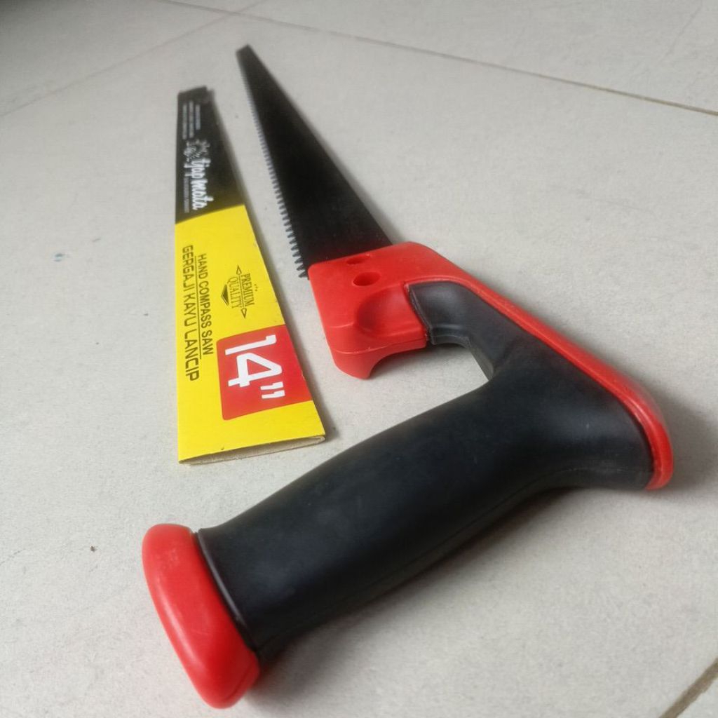Gergaji kayu lancip 14" inchi tjap mata/cap mata original alat tukang bangunan lengkap