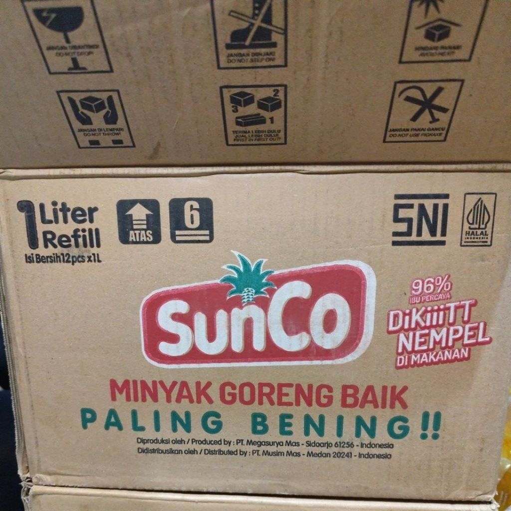 

Sunco ( 1Karton ) x 1Liter x 12 pcs Minyak goreng Bening kwalitas Premium
