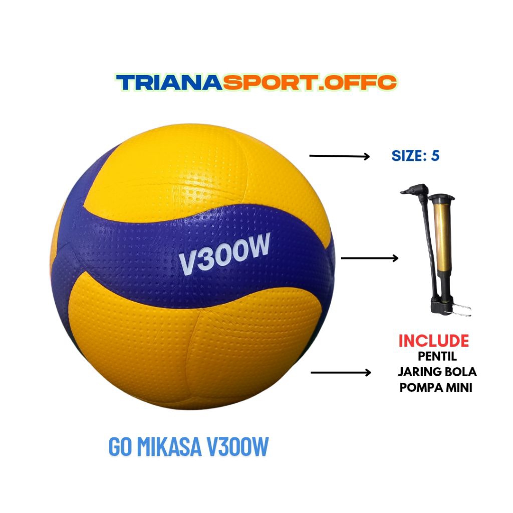 MIKASA Kulit Jeruk Bola Voli Mikasa V300W Grade Original Glossy Size 5 Press Ball Training Ball and 