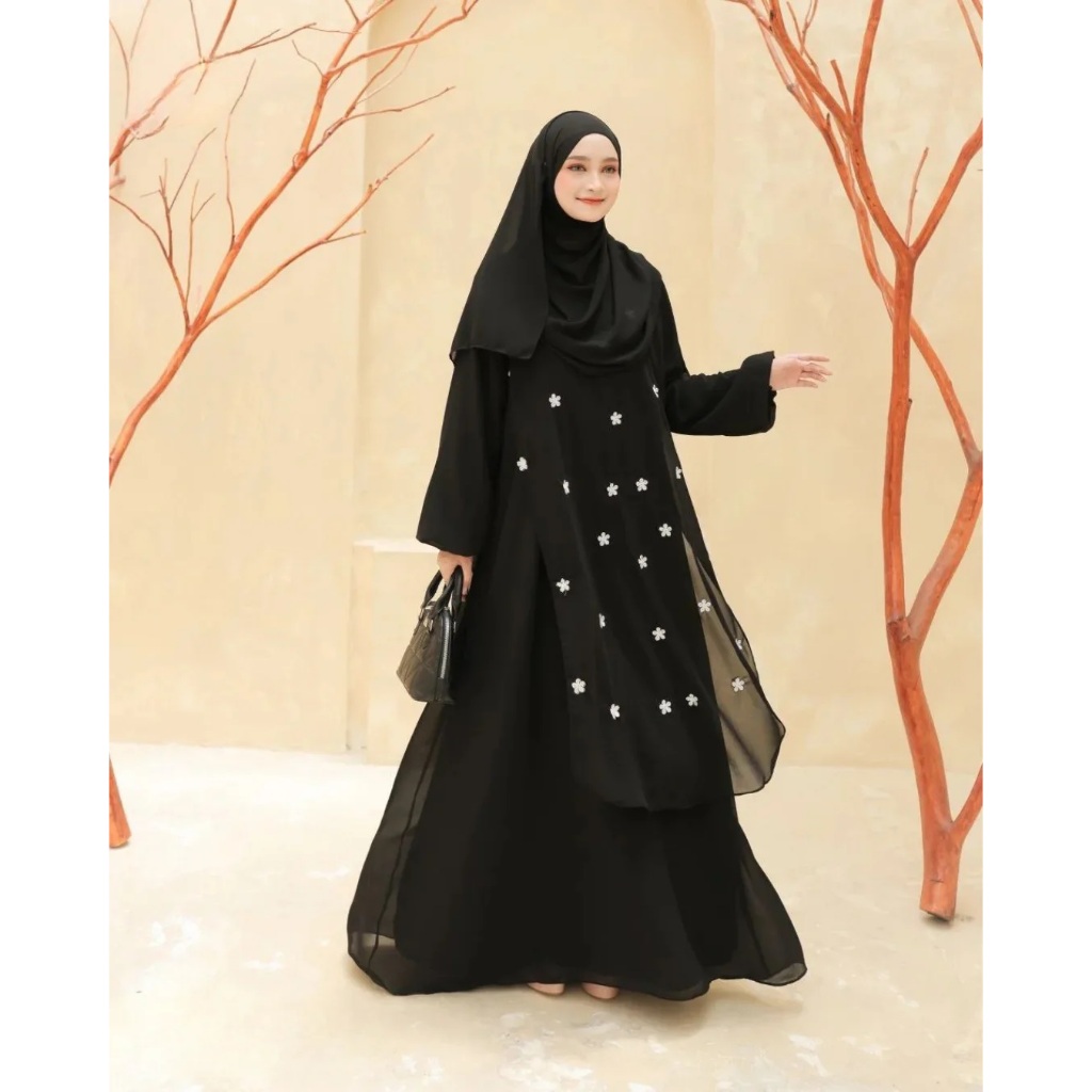 Liviaa Dress [COD] - Abaya Hitam Mewah Elegan Terbaru 2025 Lebaran Wanita Korean Style / Dress Konda