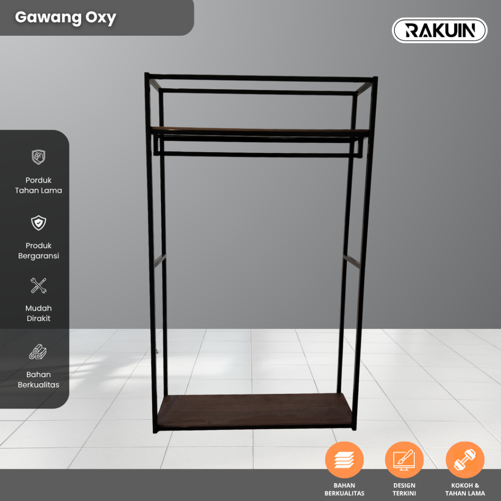 GAWANG OXY - GAWANG MINIMALIS DENGAN AMBALAN KAYU / GANTUNGAN BAJU MINIMALIS DENGAN AMBALAN KAYU / G
