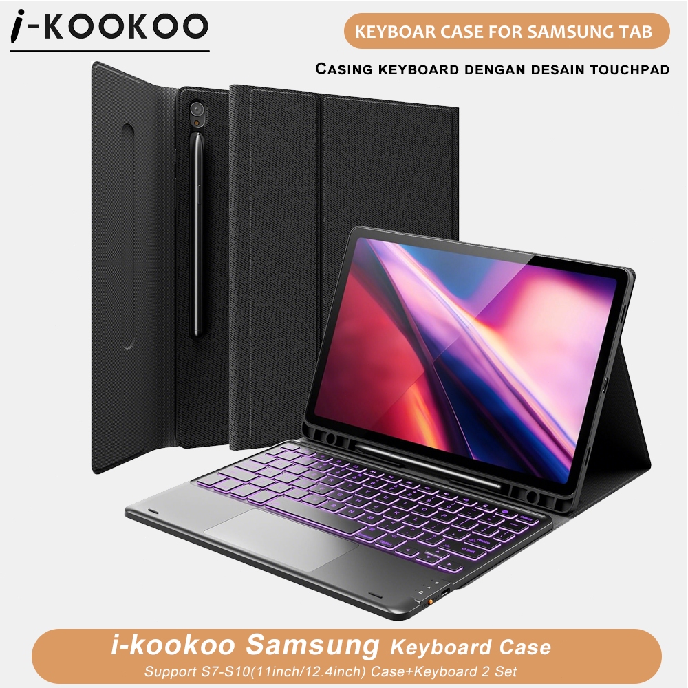 I-Kookoo Samsung Tab S7/S8/S9/S9 Fe Keyboard Case Original ,Galaxy Tab S9 FE Plus Keyboard Case,Sams
