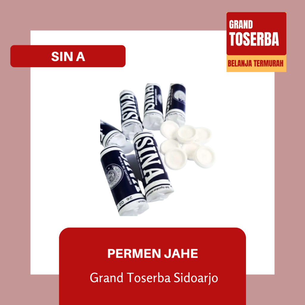 

SINA PERMEN JAHE 14g (Isi 10pcs) / PERMEN MANIS SEGAR / MENGURANGI GEJALA MASUK ANGIN