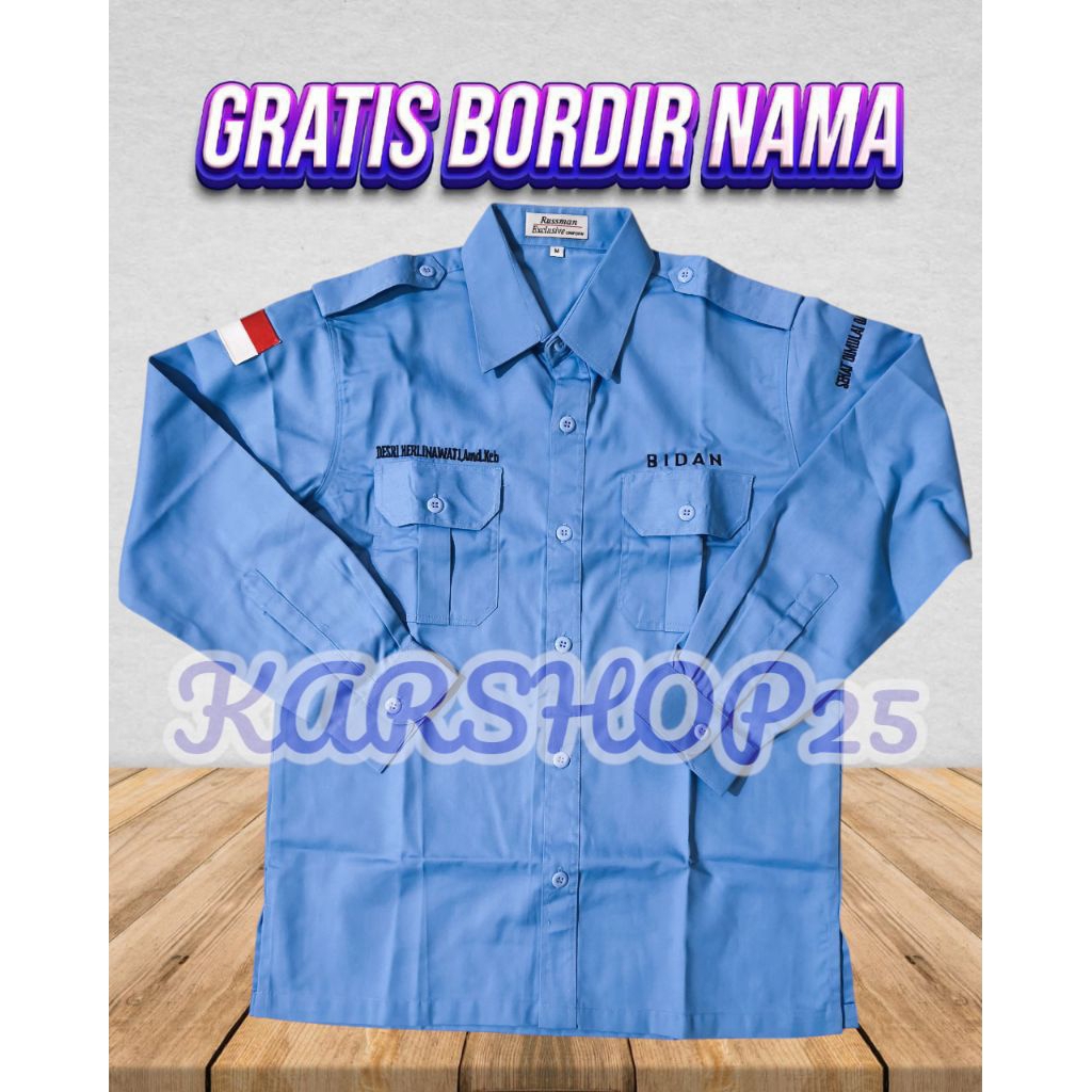 KEMEJA BIDAN SEHAT DIMULAI DARI KITA LENGAN PANJANG TERBARU SERAGAM PDH BIDAN
