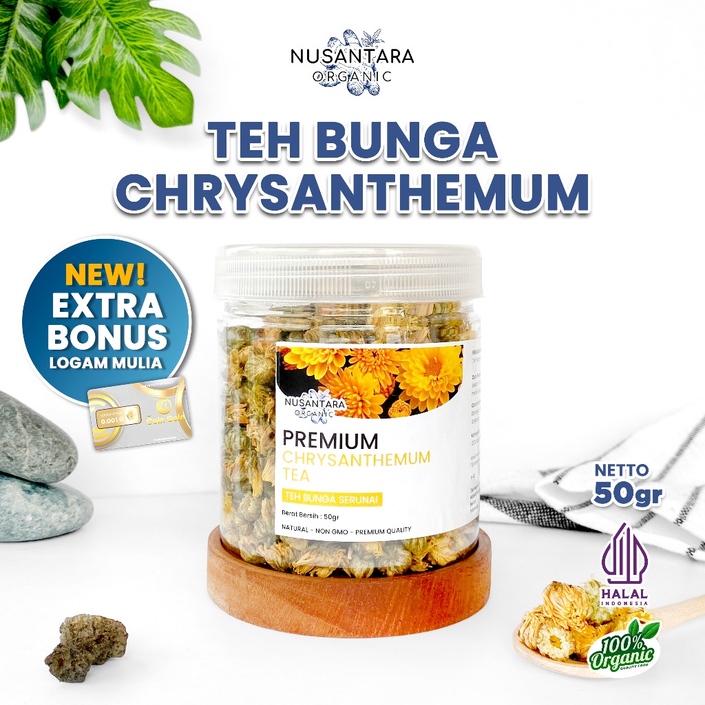 

Nusantara Organic Teh Bunga Chrysantemum Krisan Emas Organik Herbal Tradisional Untuk Relaksasi 50gr