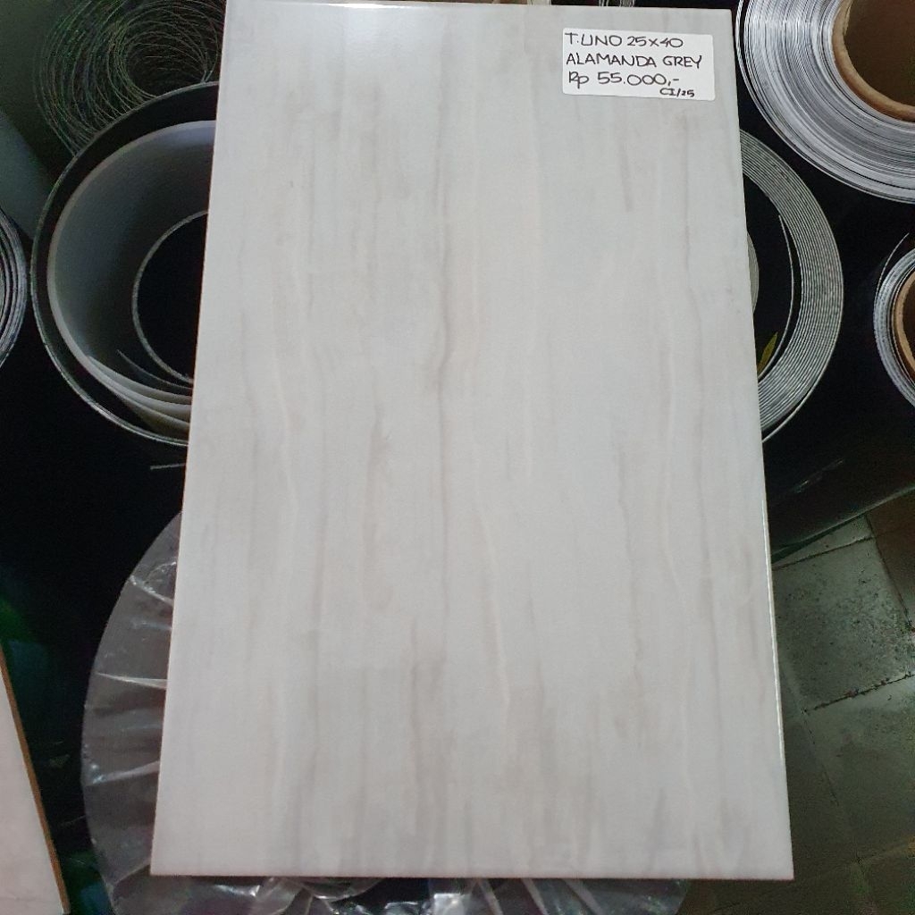keramik dinding kamar mandi dapur ruang tamu rumah UNO 25x40 ALAMANDA GY marmer grey abu glossy