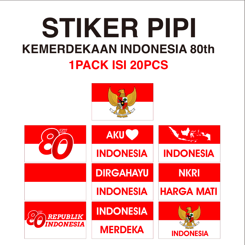 

20pcs Stiker Pipi Kemerdekaan bendera merah putih karnaval 17 agustus dirgahayu idonesia Hut RI