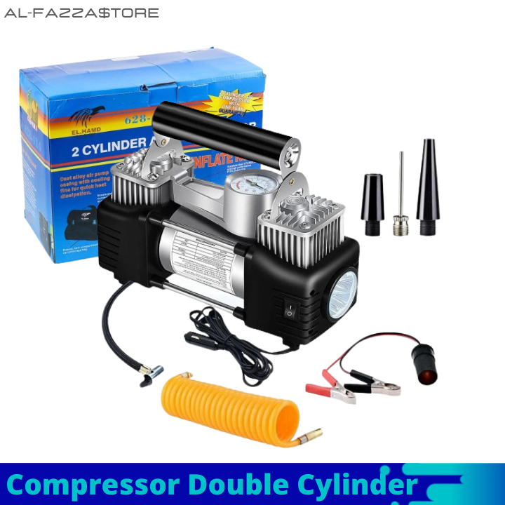 Kompresor 2 Silinder Pompa Ban Compressor Double Cylinder 12V 150 PSI Pompa Angin Mini Compressor