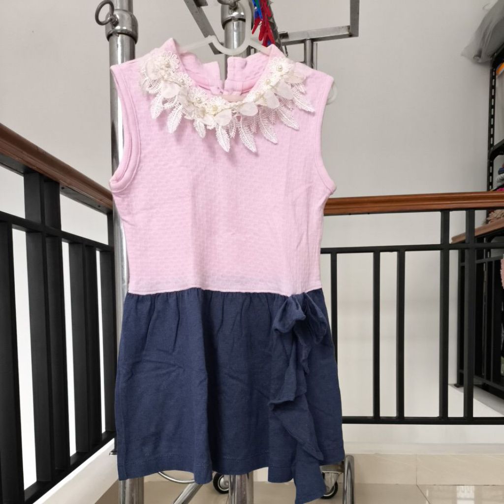PRELOVED DRESS ANAK PINK NAVY HALTER NECK "EYKA"