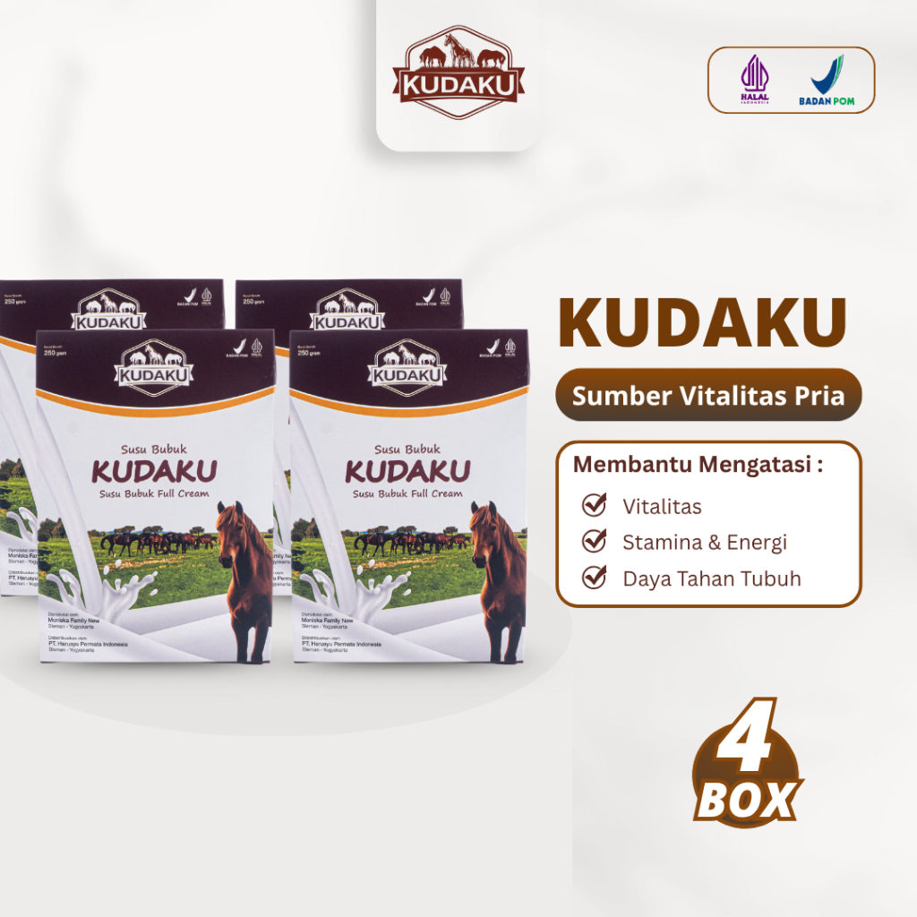 

KUDAKU BUNDLING 4 BOX – Susu Kuda Bubuk Full Cream Stamina Energi Vitalitas Daya Tahan Tubuh Pria