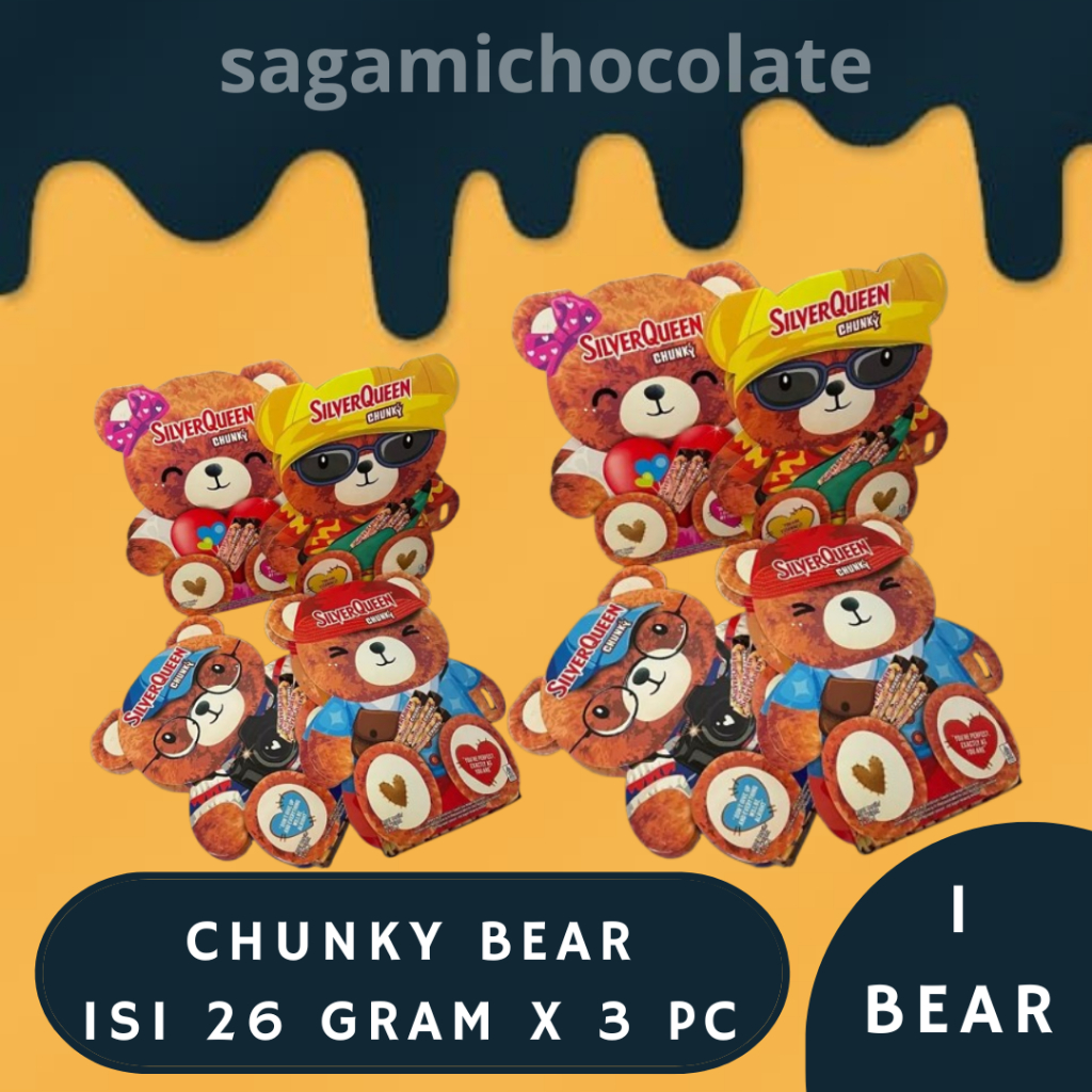 

SILVERQUEEN CHUNKY BEAR PROMO VALENTINE DAY 3 X 26 GRAM LIMITED EDITION / COKLAT LUCU GEMAS EDISI VALENTINE BOX BENTUK BEAR