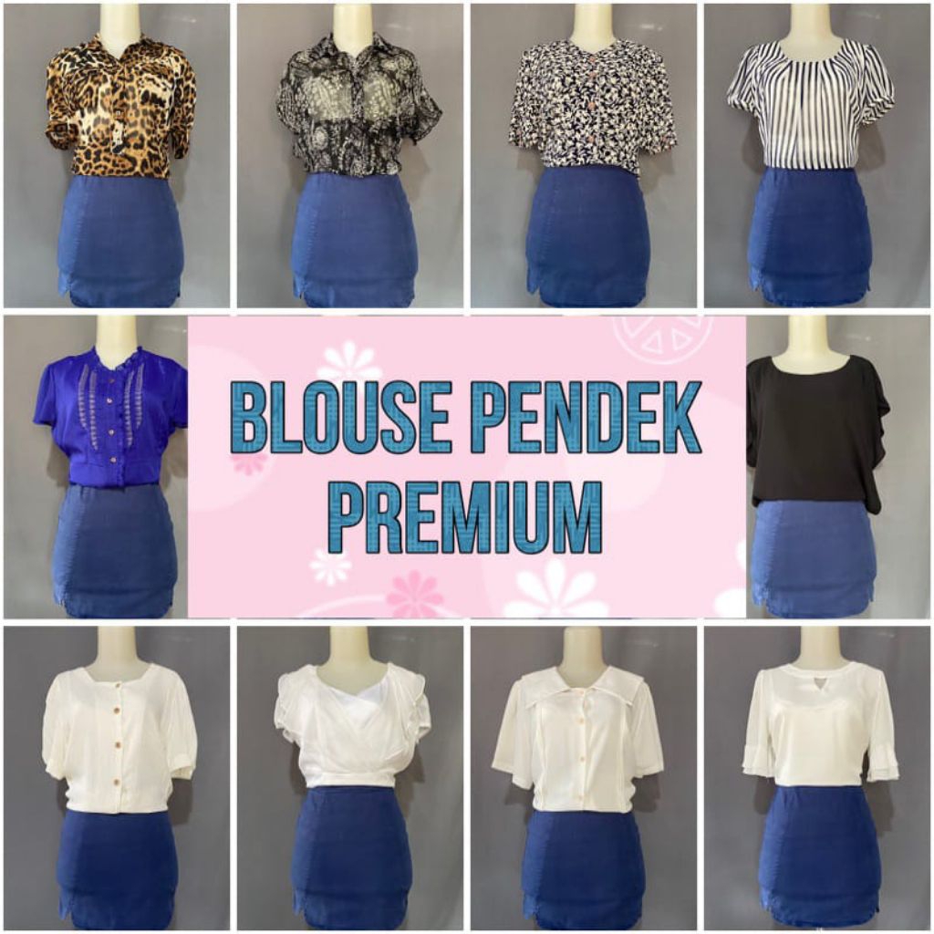BLOUSE PENDEK WANITA / BLOUSE KEKINIAN / BLOUSE BUNGA LENGAN PENDEK/ KEMEJA LENGAN PENDEK WANITA