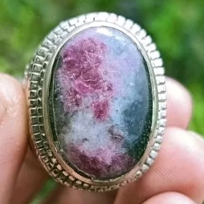 Cincin Batu Akik Red Borneo Motif