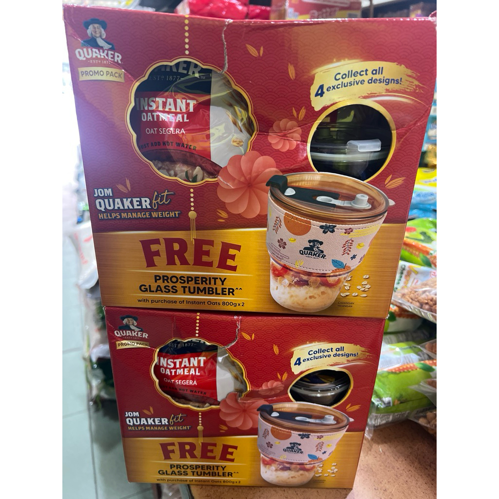 

quacker 800g 2bks free glass tumbler