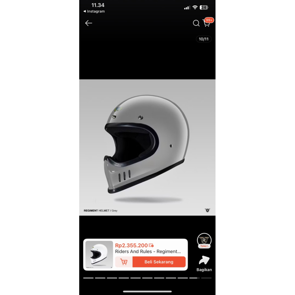 preloved helm riders and rules regiment helmet grey