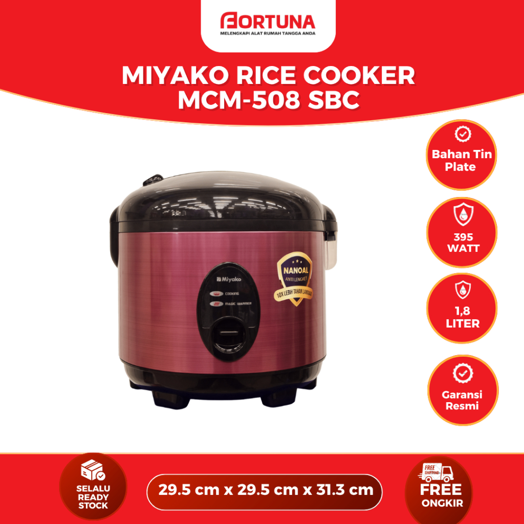MIYAKO RICE COOKER / MAGIC COM MCM-508 SBC / MCM 508 SBC / MCM508 SBC (1,8 LITER) GARANSI RESMI