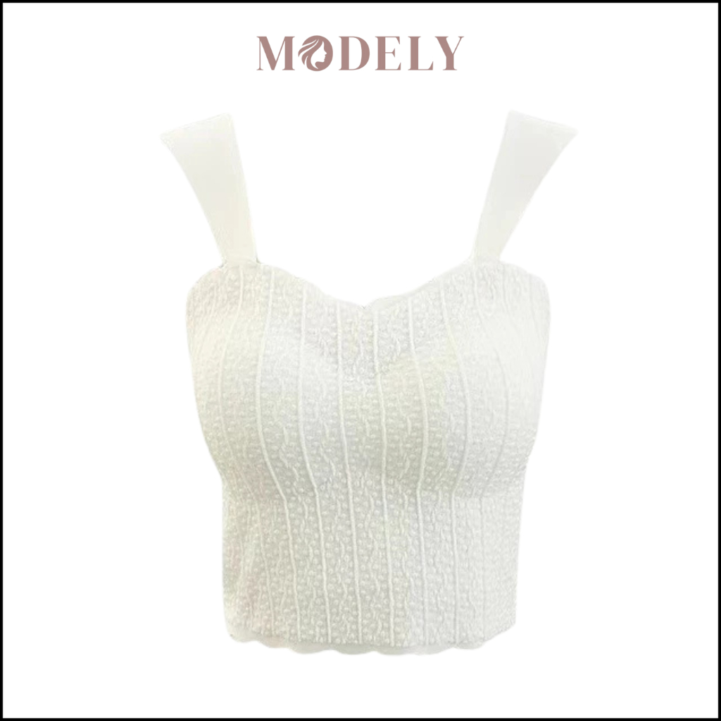 MODELY - Tanktop Bra Korea Tali Lebar Wanita Crop Top Bra Motif Transparan Adem Push Up BR254