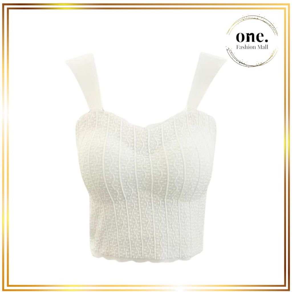 ONEFASHIONMALL BR254 Tanktop Bra Korea Tali Lebar Wanita Crop Top Bra Motif Transparan Adem Push Up
