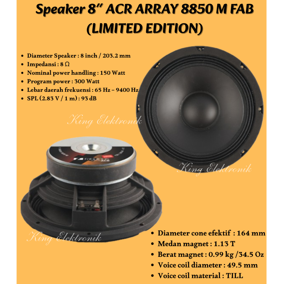 Speaker 8 Inch Mid Range ACR Array 8850 M FAB (LIMITED EDITION)