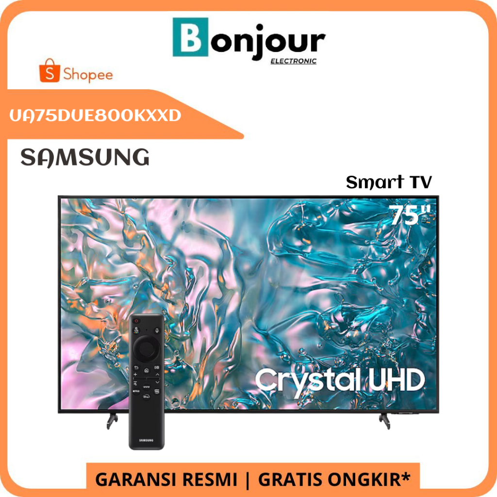 TV Samsung 75 Inch DUE800 Crystal UHD 4K Smart TV 75 Inci 75DUE800 [2024]
