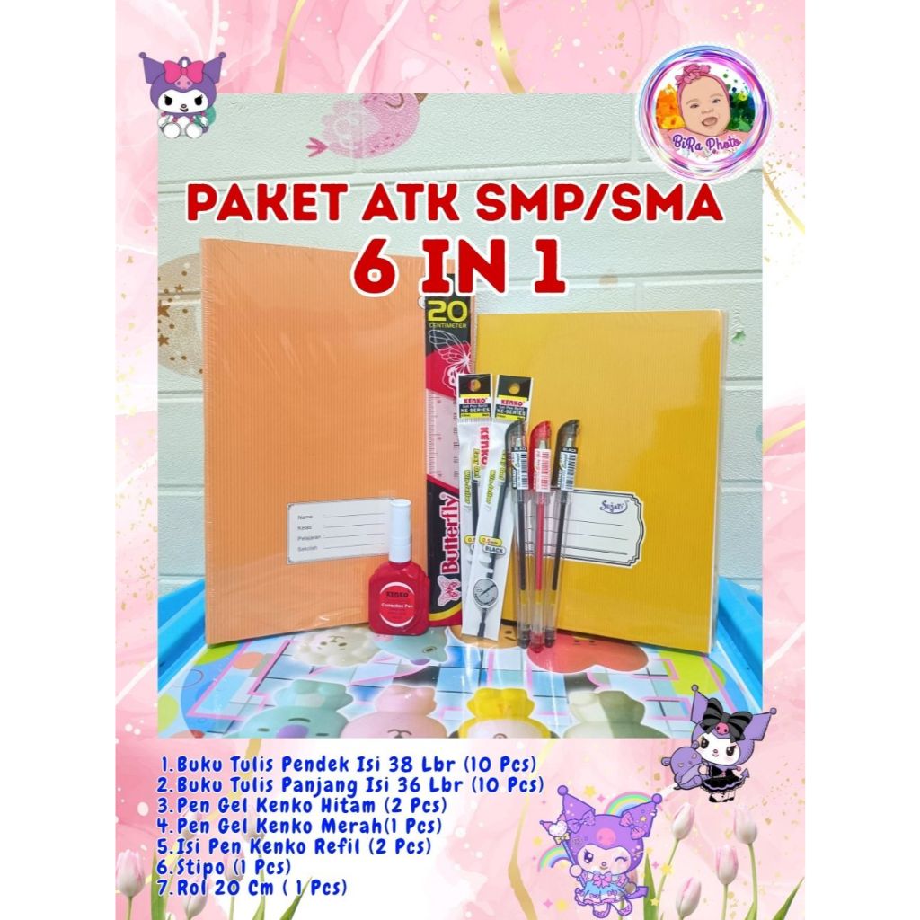 

PAKET ATK 6 IN 1 PERALATAN SEKOLAH BUKU PULPEN STIPO SMP / SMA