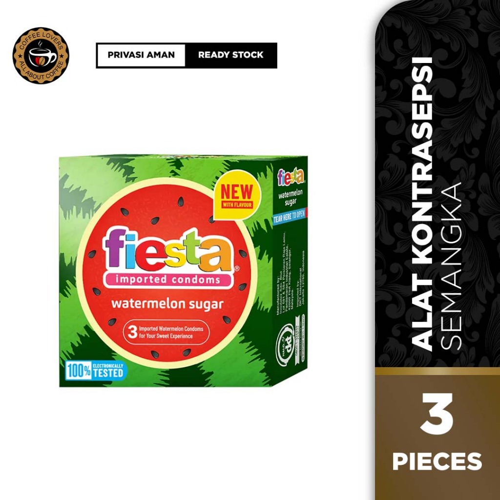 Kondom Fiesta Rasa Watermelon Sugar Isi 3 Pcs - Kondom Tipis | Fiesta Condom Semangka