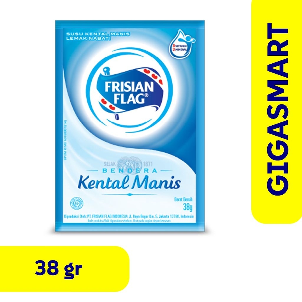 

Susu Kental Manis Frisian Flag Bendera Plain (Putih) Kemasan Sachet 38gr, 1 Pcs