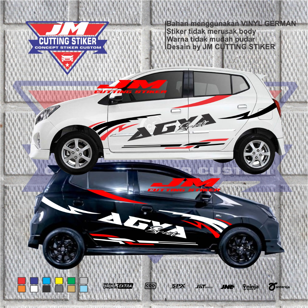 Stiker mobil toyota agya stiker body spoty stiker cuting mobil agya