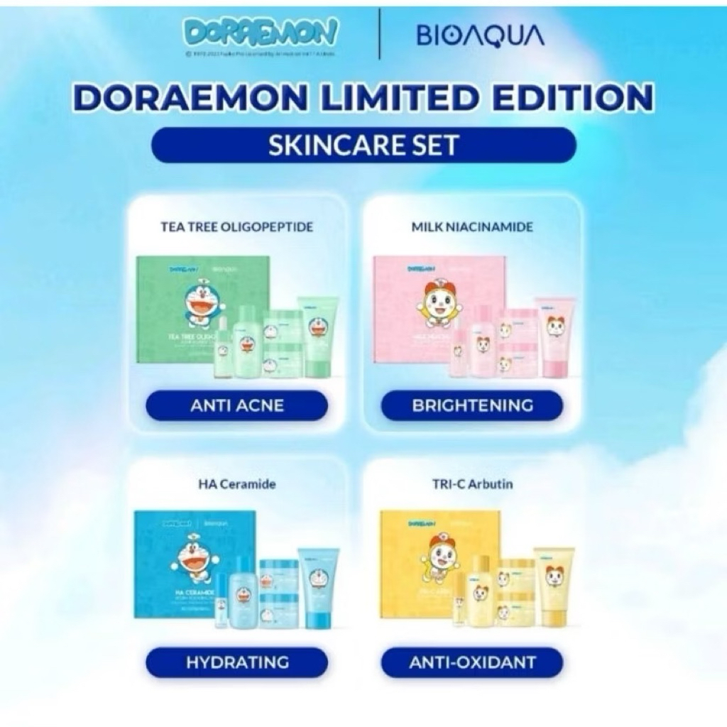 BIOAQUA X DORAEMON Skincare Set Anak 5pcs/Bioaqua Skincare Set Anak 4pcs/Doraemon Limited Edition Sk