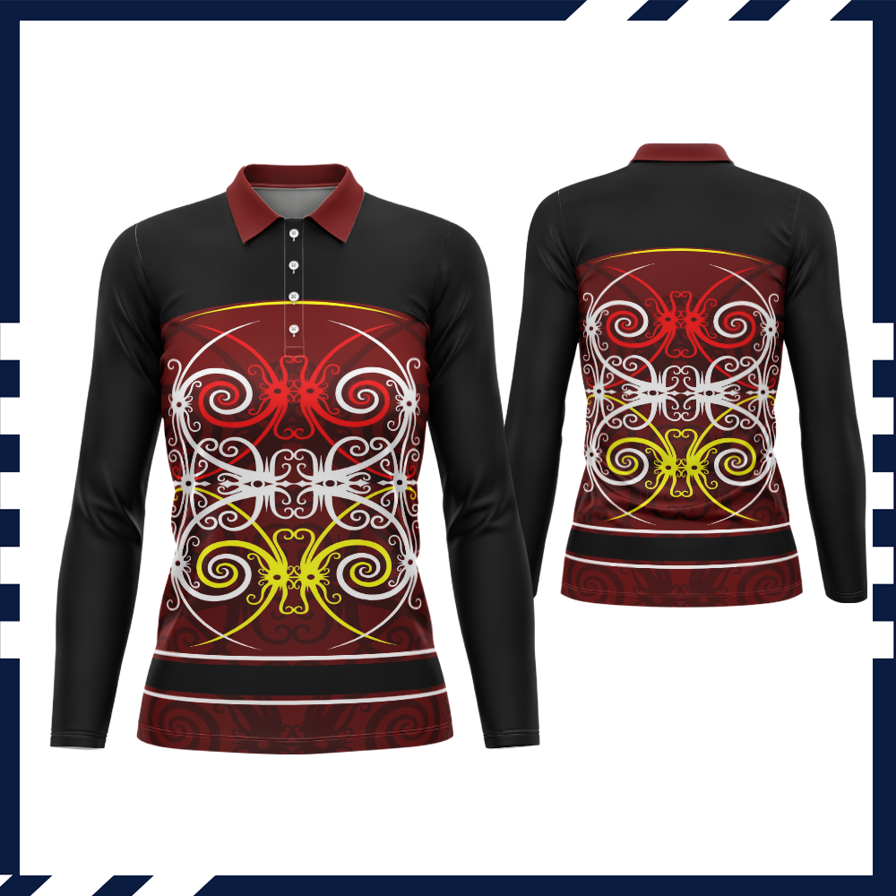 Baju Batik Dayak / Kaos Motif Dayak Kalimantan / Baju Batik Dayak Kalimantan Wanita Lengan Panjang